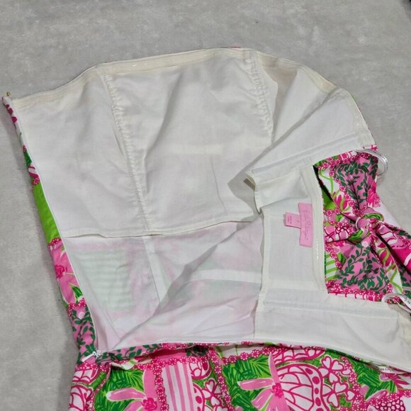 Lilly Pulitzer ✦ Strapless Patchwork Dress ✦ Pink Green Floral Stripe Cotton 2 - Picture 9 of 14